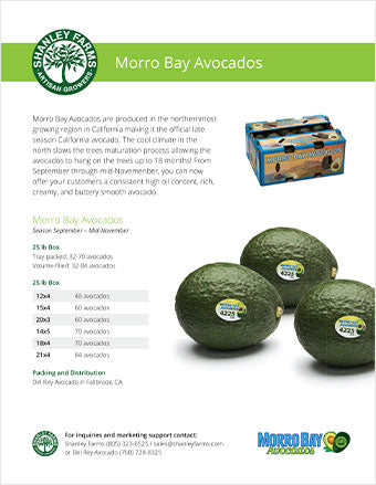 Shanley Farms Morro Bay Avocados Specs Sheet