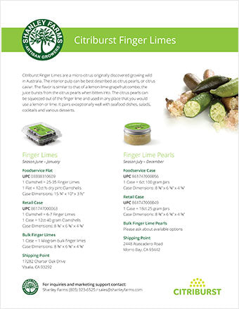 Shanley Farms Citriburst Finger Limes Specs Sheet
